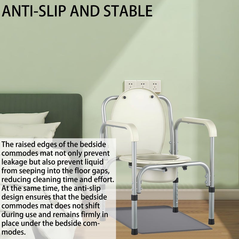 stufool Bedside Commodes Mat, Bedside Toilet Floor Mat with Raised Edge for Floor Protector, Silicone Non-Slip Protective Mat for Under Commode Chair, Recyclable and Waterproof 23.6" x 19.7" - Image 5